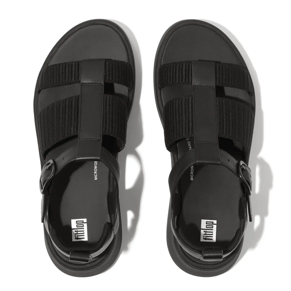รองเท้าแตะแบบรัดส้น ผู้หญิง รุ่น F-MODE LEATHER/WEBBING FLATFORM FISHERMAN SANDALS
