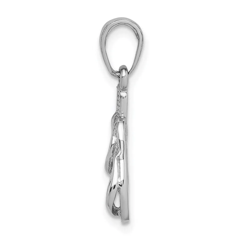 14k  3D White Gold Flip Flops Pendant