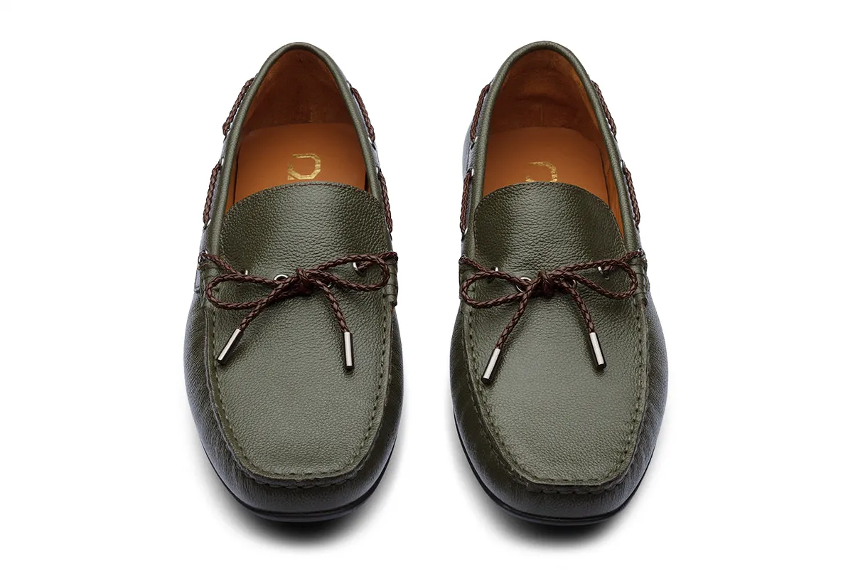 ALFREDO - OLIVE GREEN  LEATHER SHOES