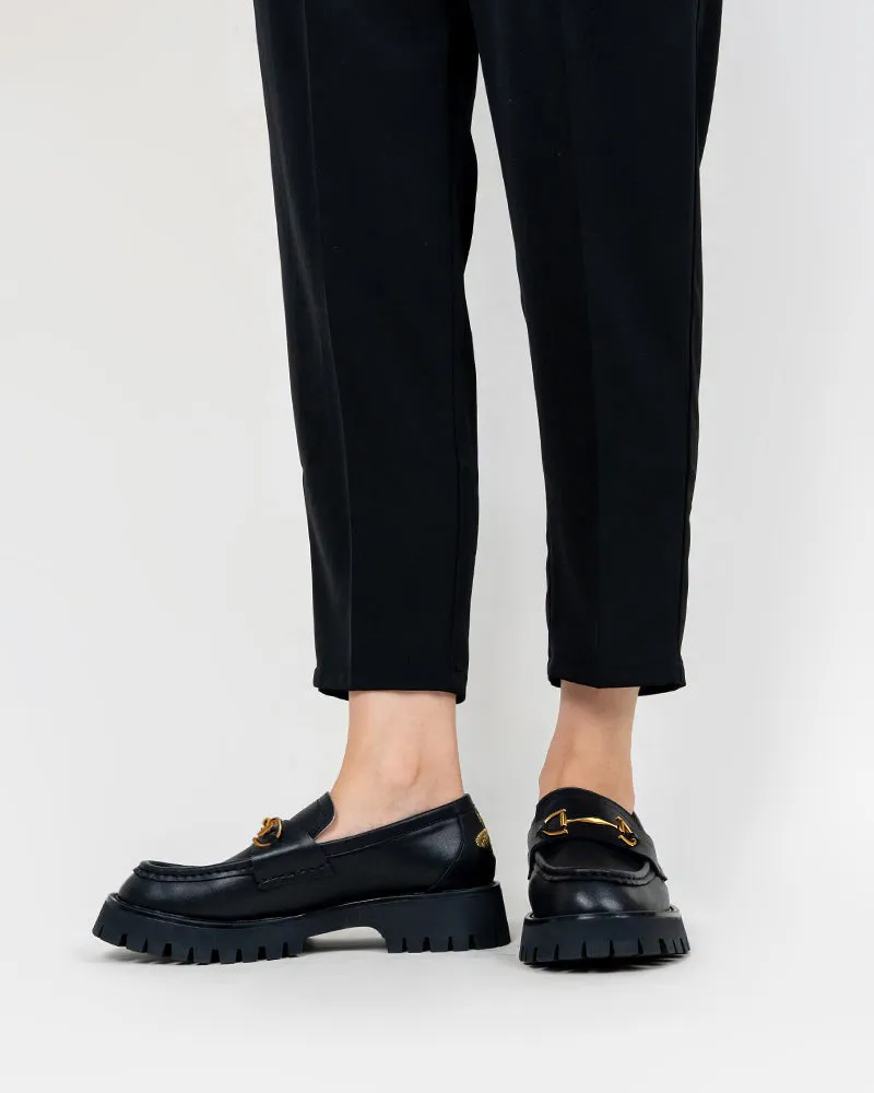 Alina Bee Embroidery Platform Leather Loafers