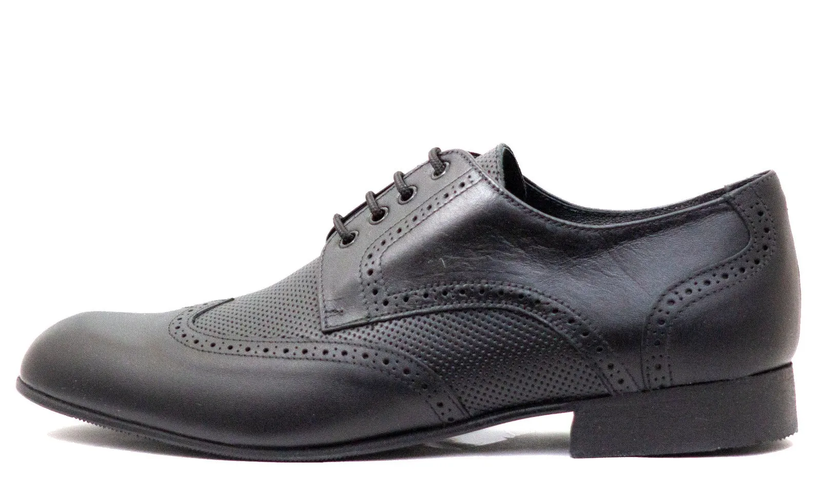 Andanines Boys Black Leather Wing Tip Lace Up Dress Shoe 162675