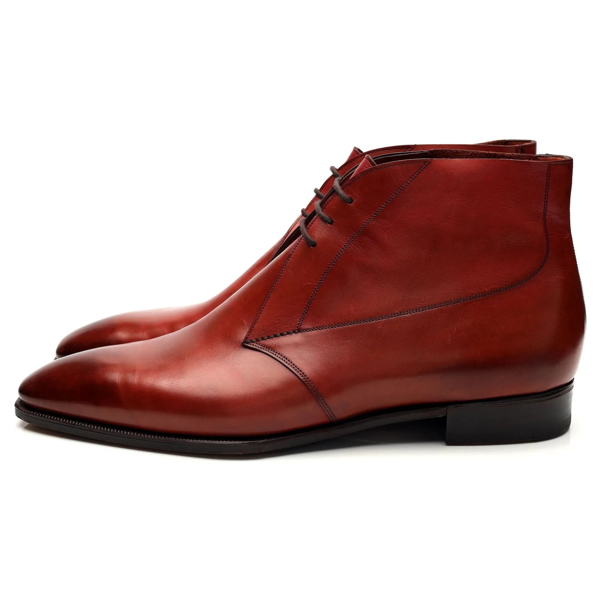 'Arran' Cherry Red Leather Chukka Boots UK 12 E