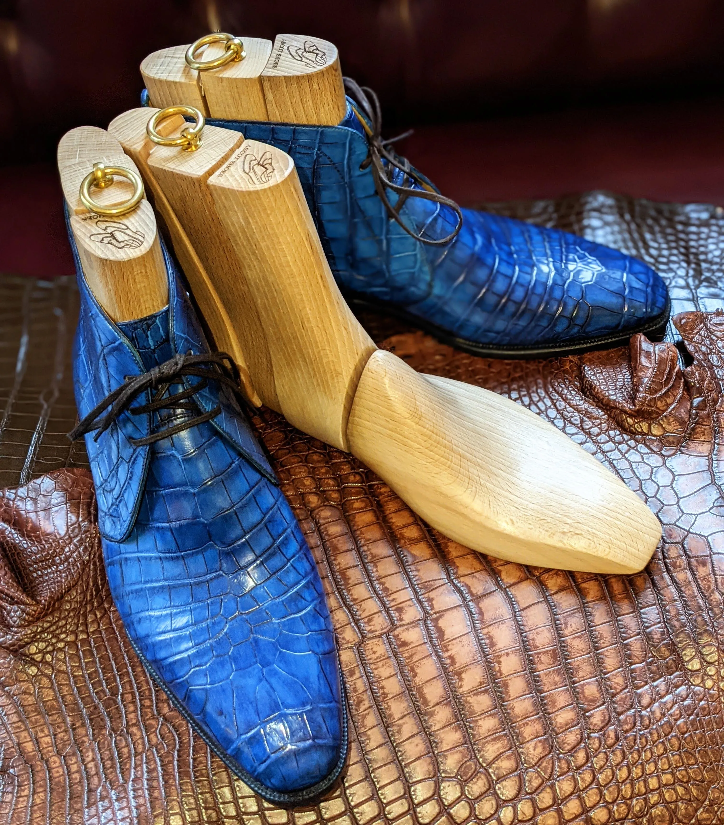 Ascot Chukka Boots - Jazz Blue Niloticus Crocodile