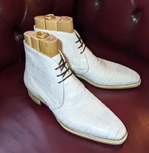 Ascot Chukka Boots - White Alligator