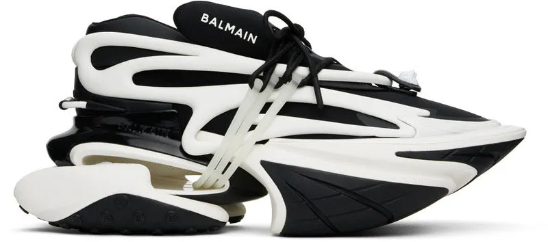 Balmain Black and White Unicorn Low-Top Sneakers