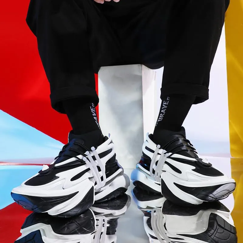 Balmain Black and White Unicorn Low-Top Sneakers