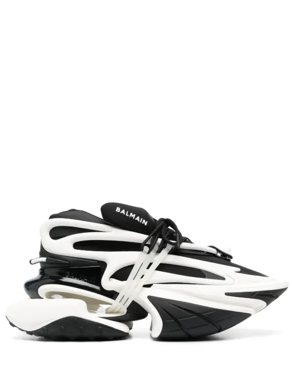 Balmain Black and White Unicorn Low-Top Sneakers