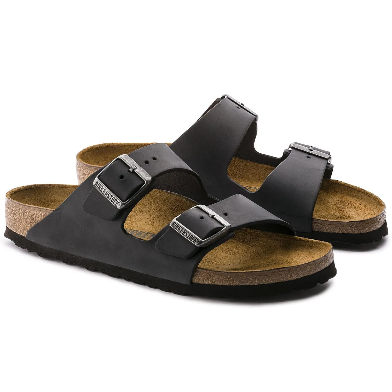 Birkenstock Arizona Black Oiled Leather Sandals - Regular