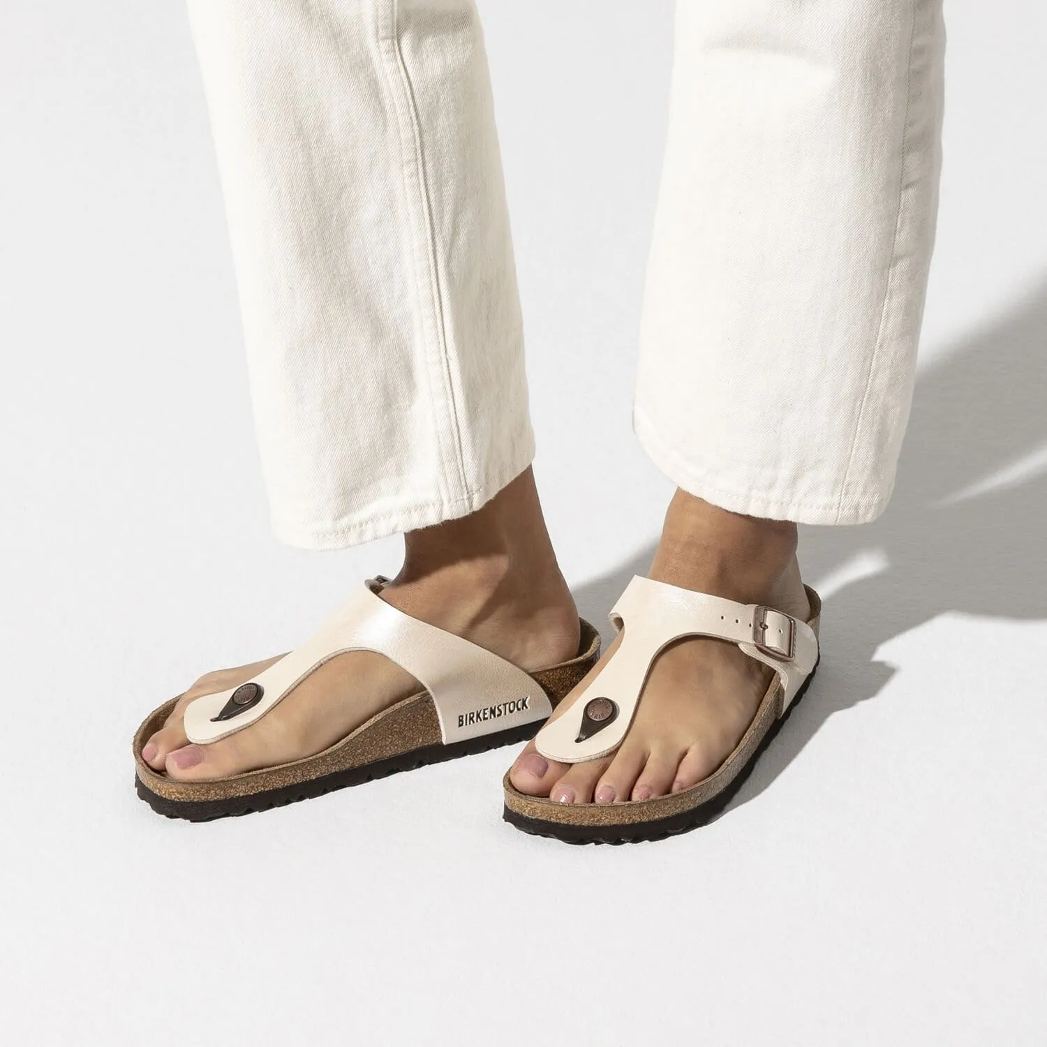 Birkenstock Gizeh Pearl White Birko-Flor Sandals - Regular