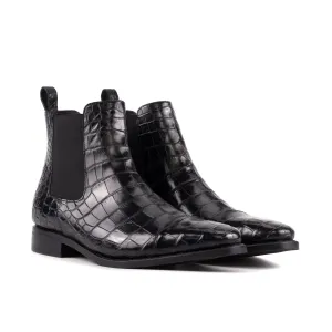 Black Alligator Chelsea Boots