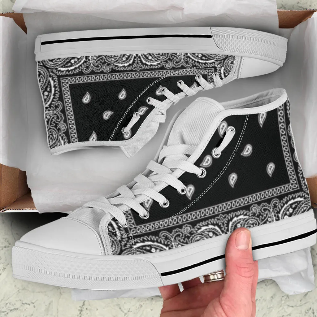 Black Bandana High Top Sneakers