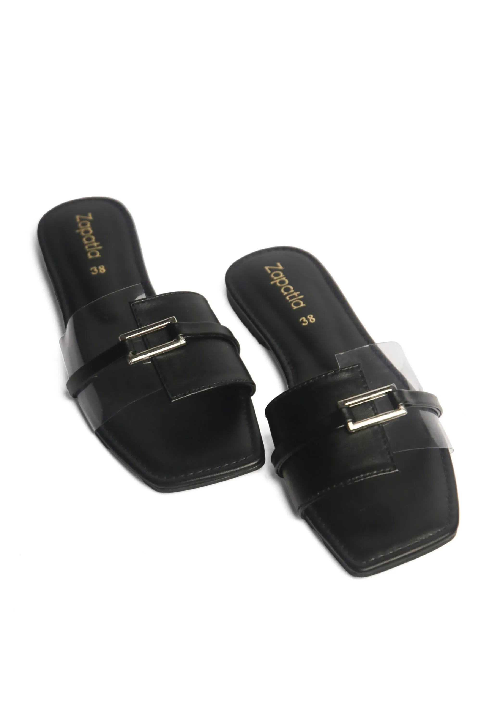Black Buckled Flat ZF-104
