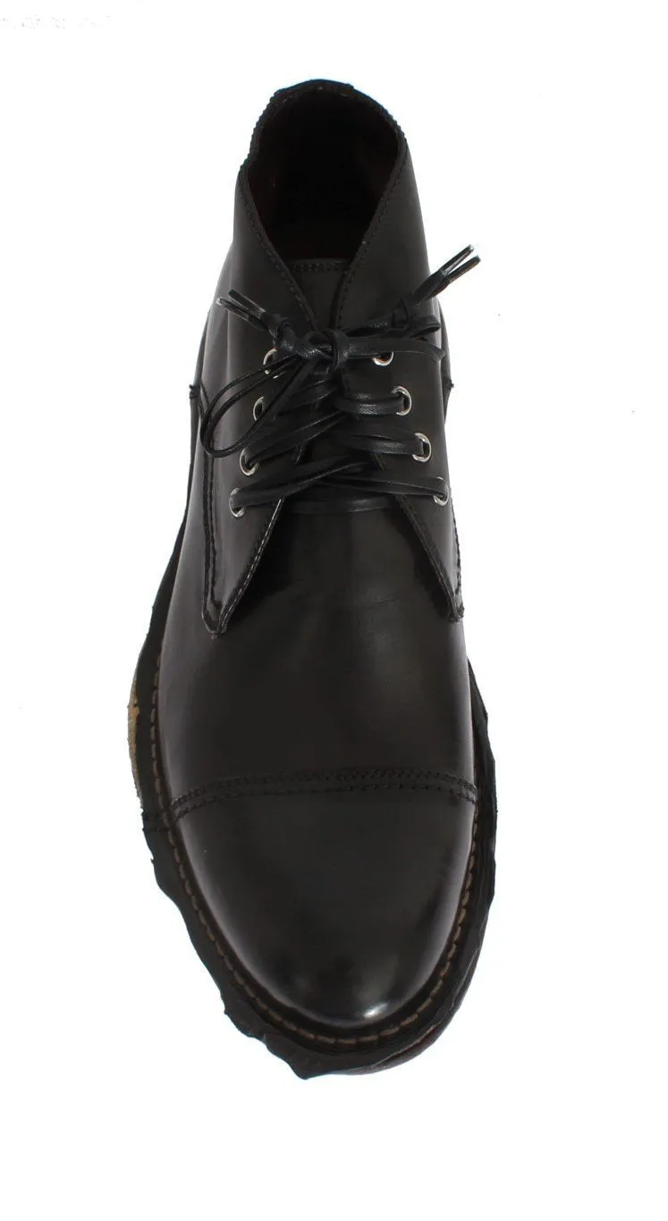 Black Leather Ankle Chukka Boots