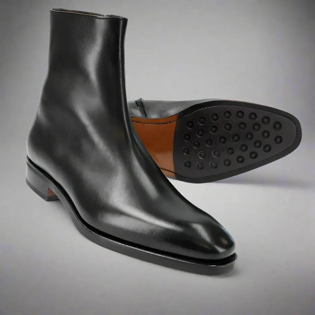 Black Leather Teruel Slip On Chelsea Boots - Boots