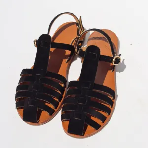 Black Suede - Camel Sole - Fisherman Sandals