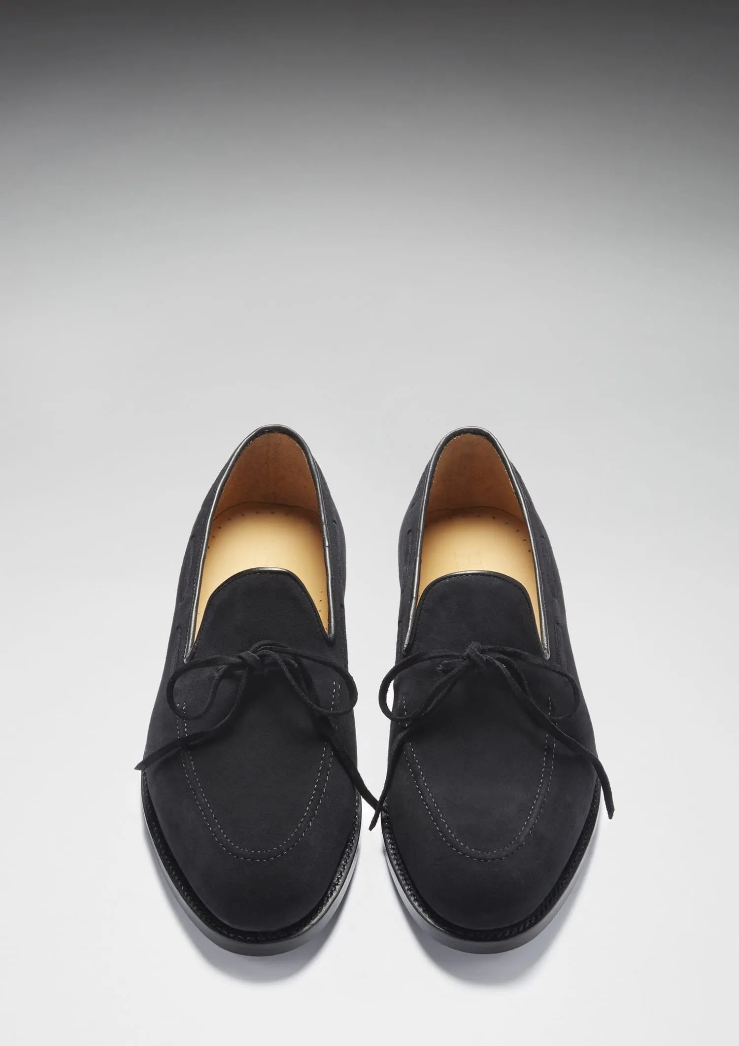 Black Suede Laced Loafers, Welted Leather Sole