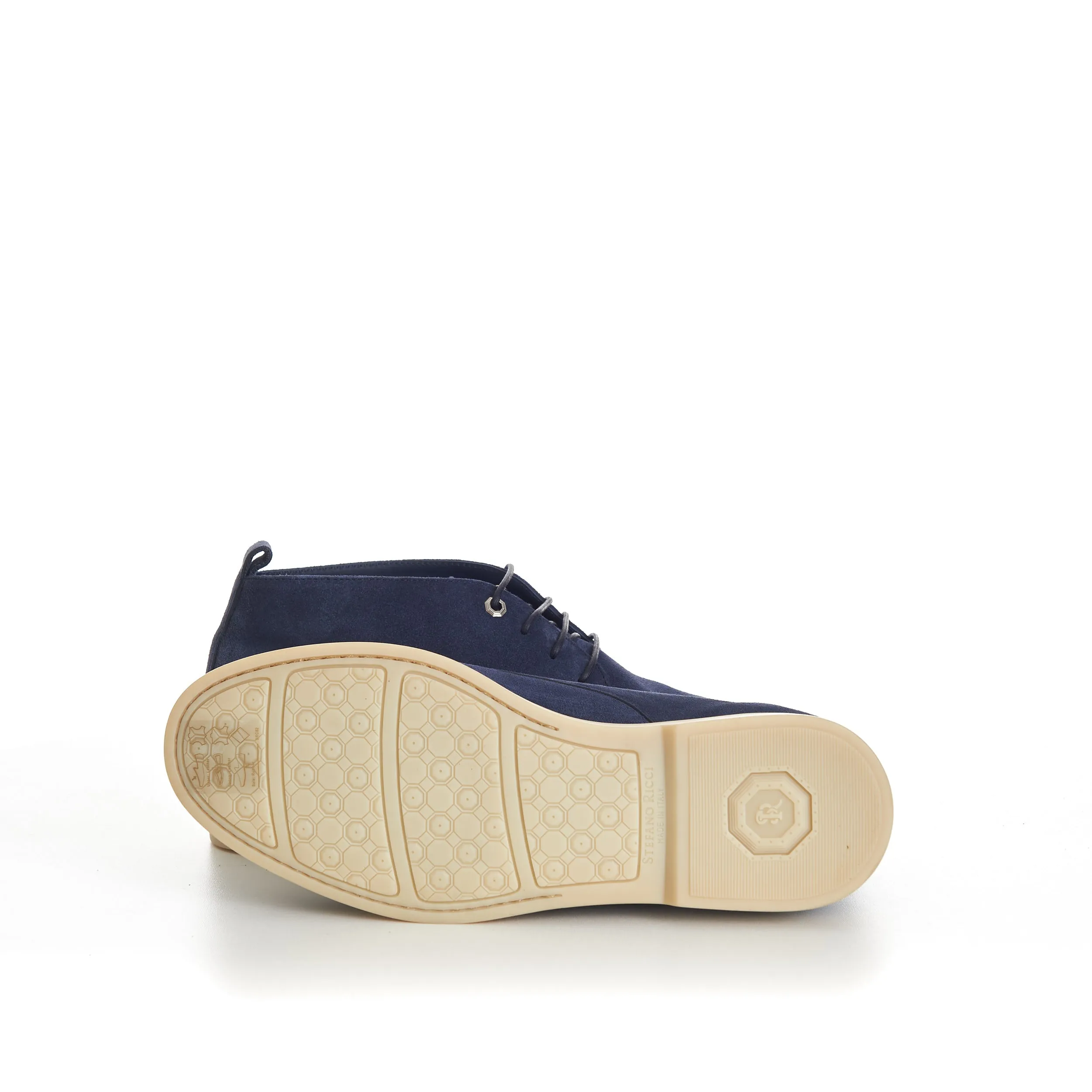 Blue Suede Lace Up Chukka Boots With Rubber Soles