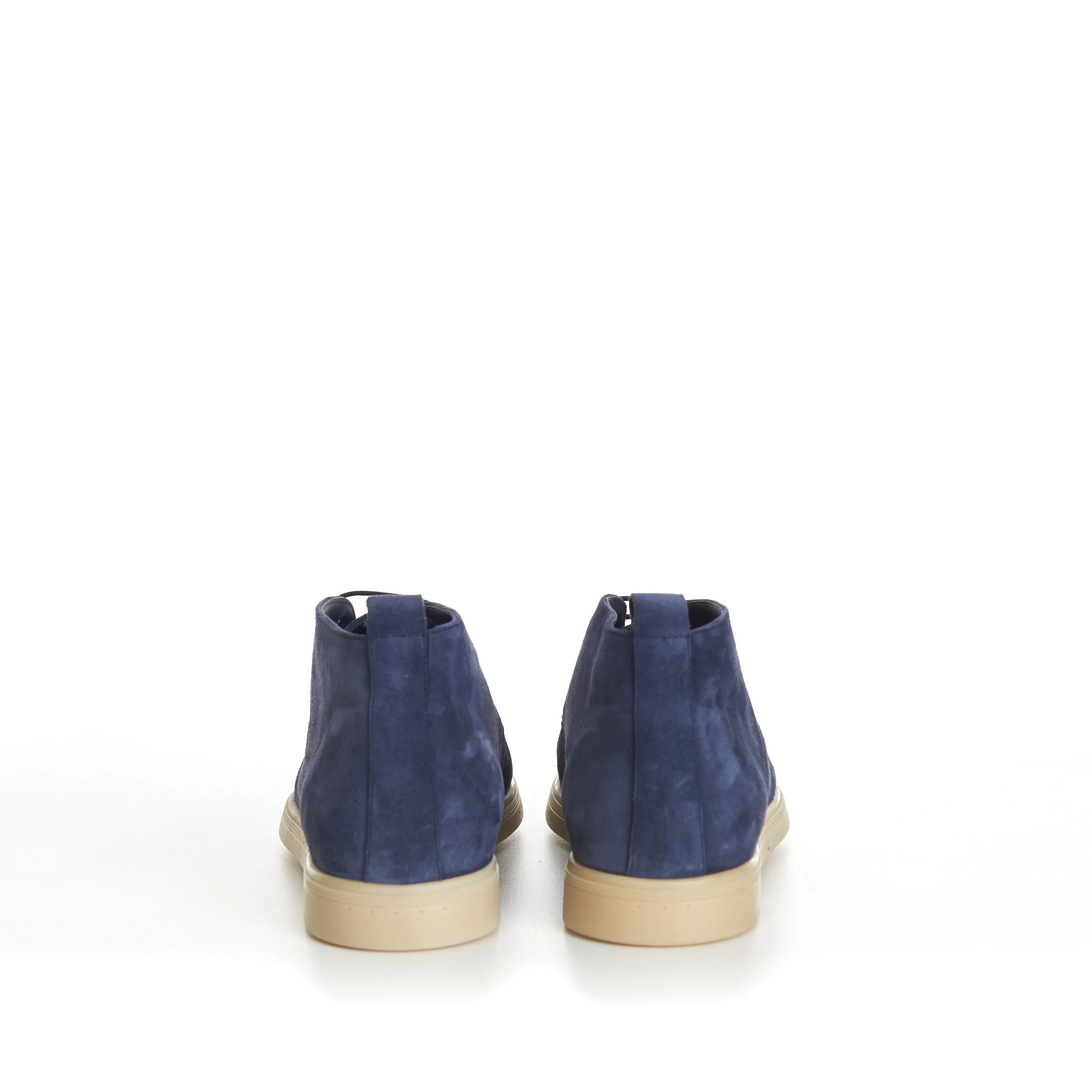 Blue Suede Lace Up Chukka Boots With Rubber Soles