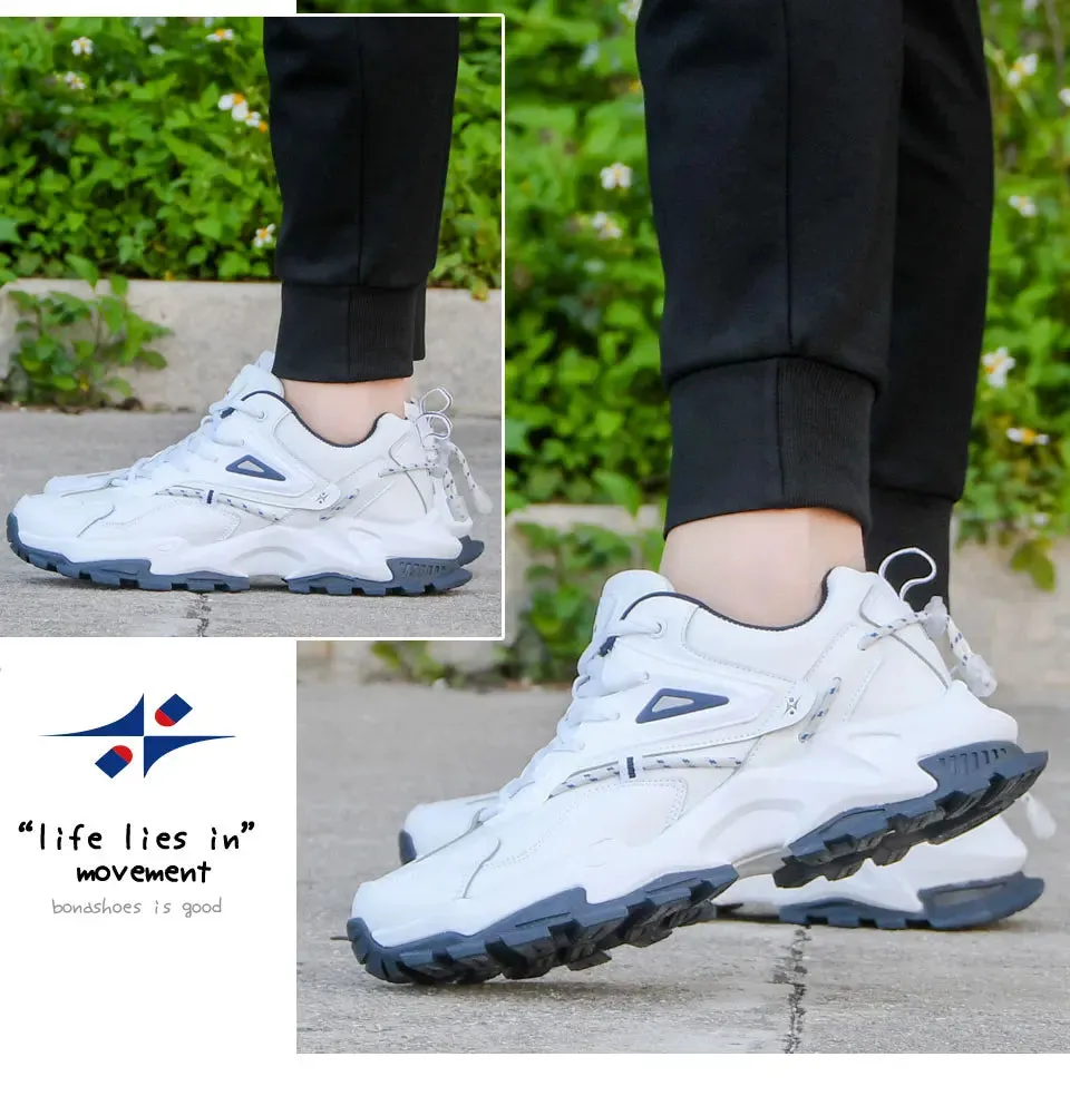 BONA 2022 Fashion Leather Breathable Casual Sneakers