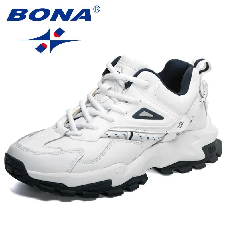 BONA 2022 Fashion Leather Breathable Casual Sneakers