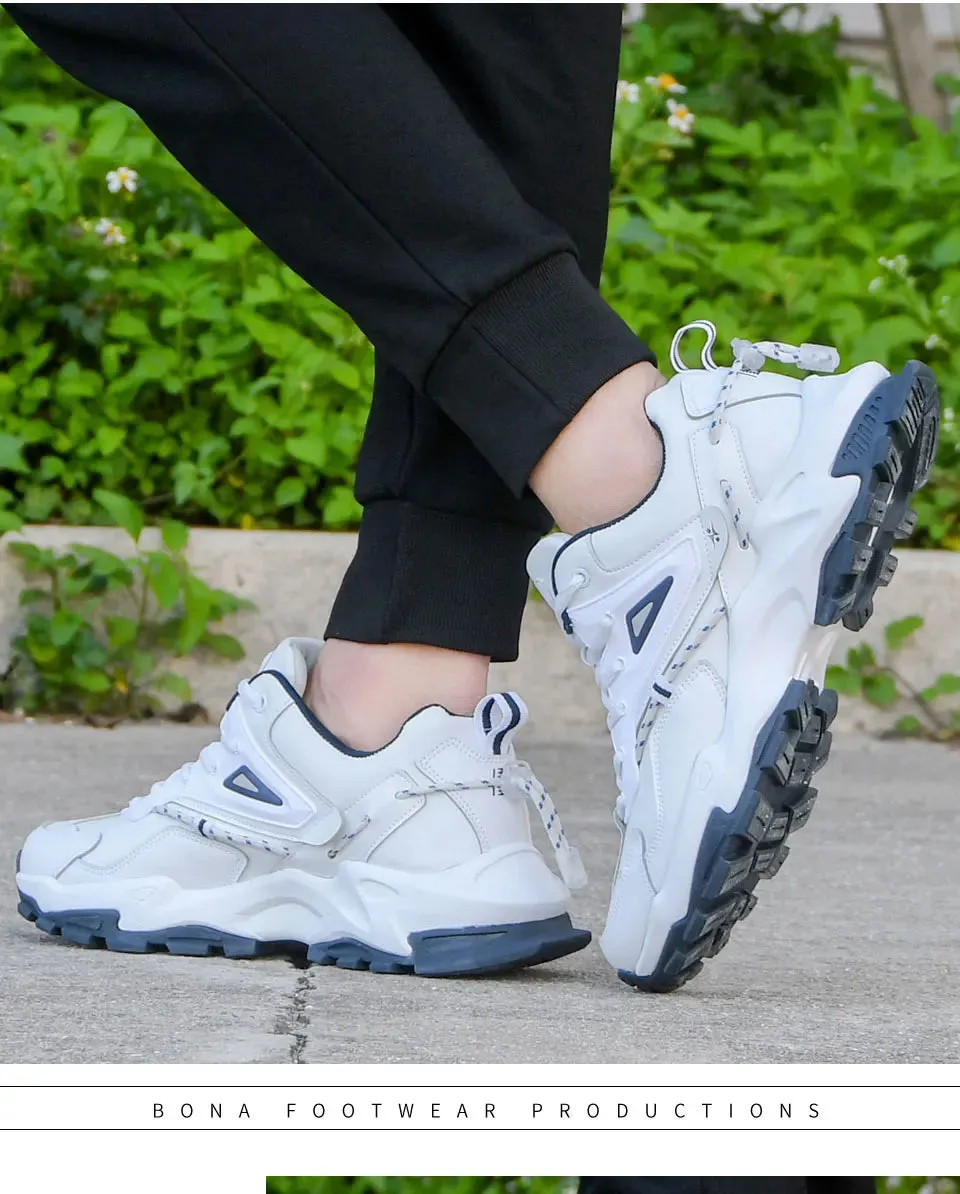 BONA 2022 Fashion Leather Breathable Casual Sneakers