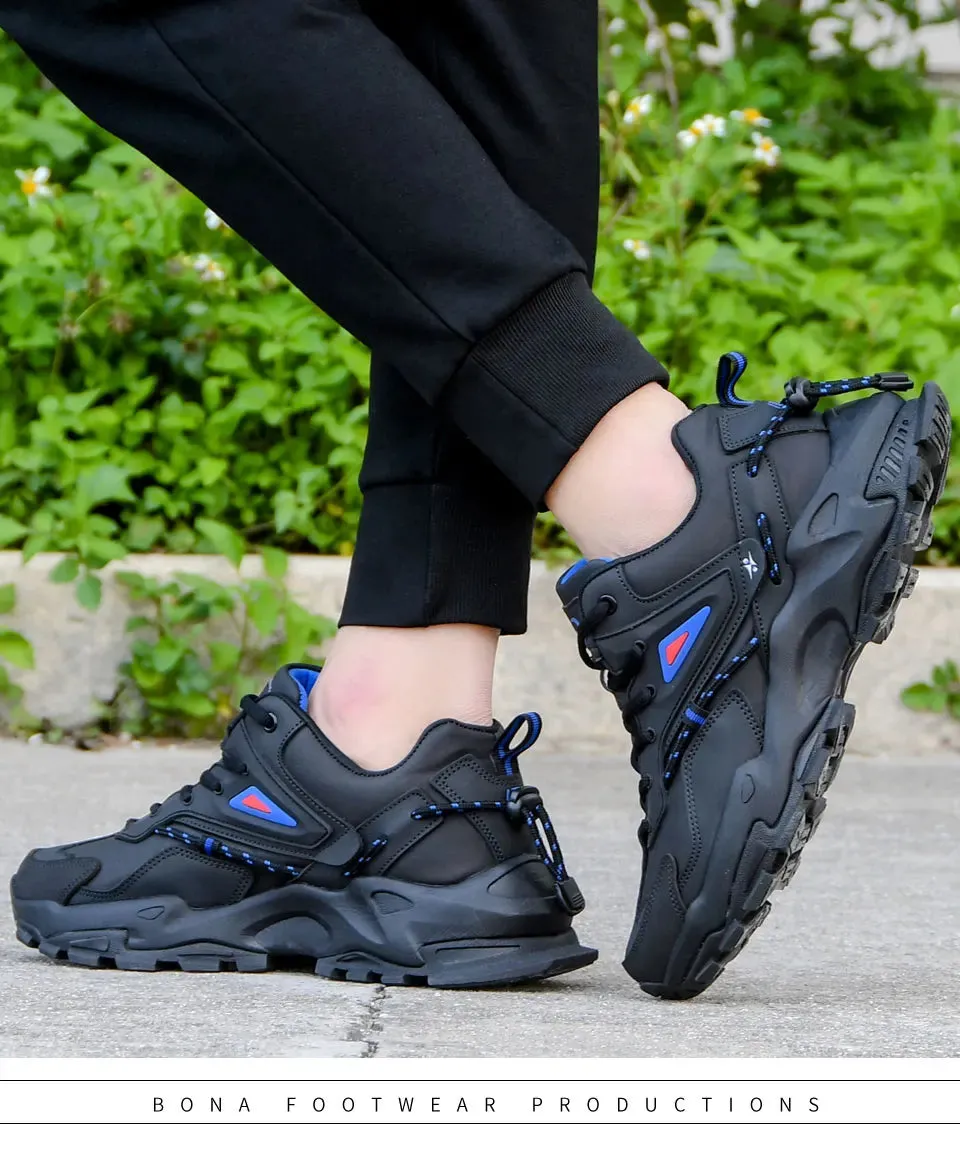 BONA 2022 Fashion Leather Breathable Casual Sneakers