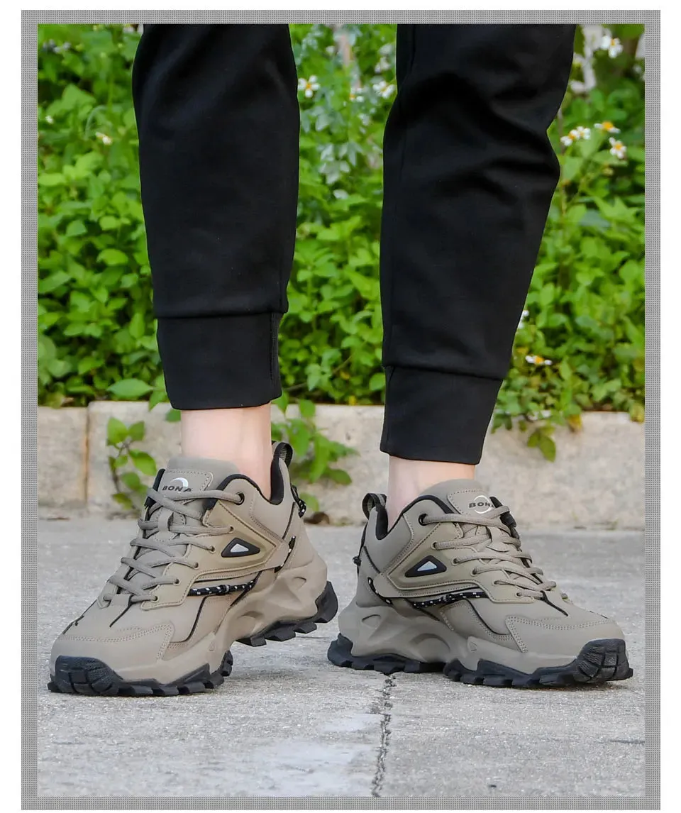BONA 2022 Fashion Leather Breathable Casual Sneakers