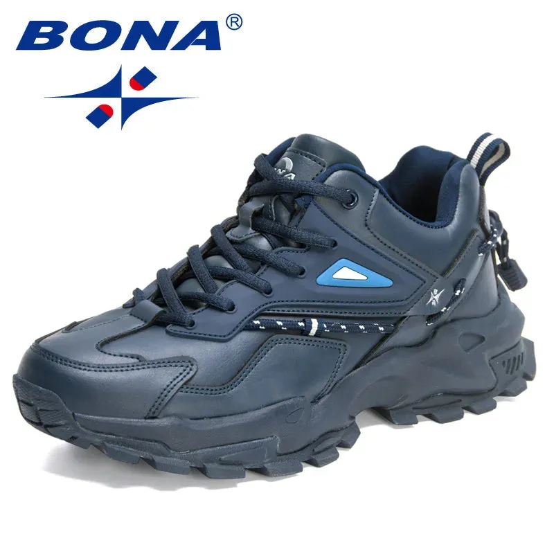 BONA 2022 Fashion Leather Breathable Casual Sneakers
