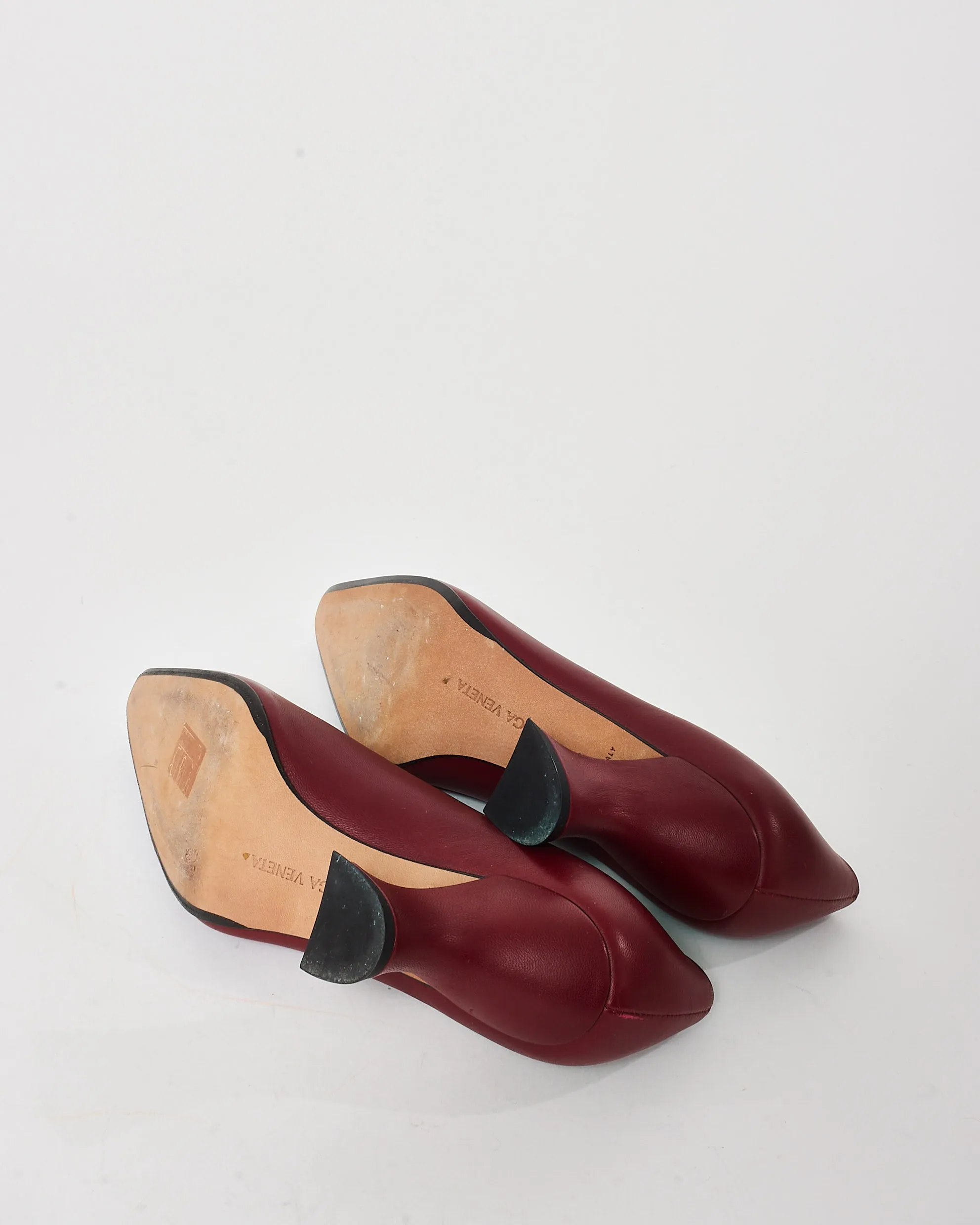 Bottega Veneta Burgundy Leather Almond Pumps - 36