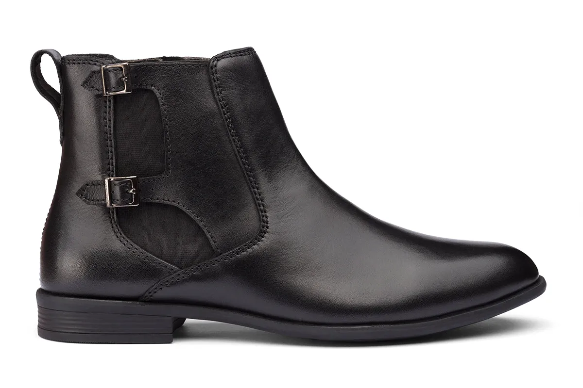 BRAGA - BLACK MONK STRAP LEATHER BOOTS