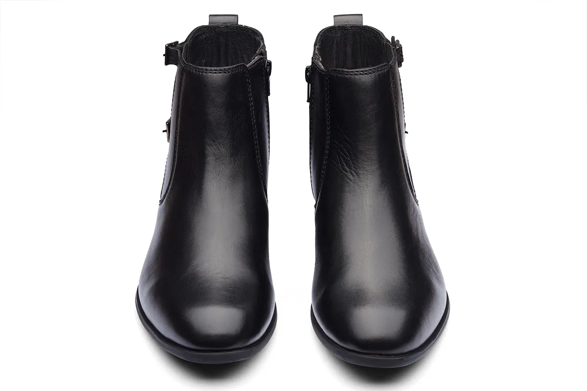 BRAGA - BLACK MONK STRAP LEATHER BOOTS
