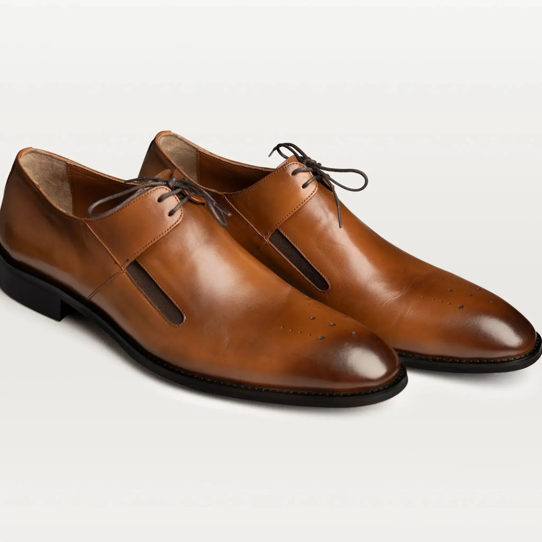 Burnished Derby Shoes Brown