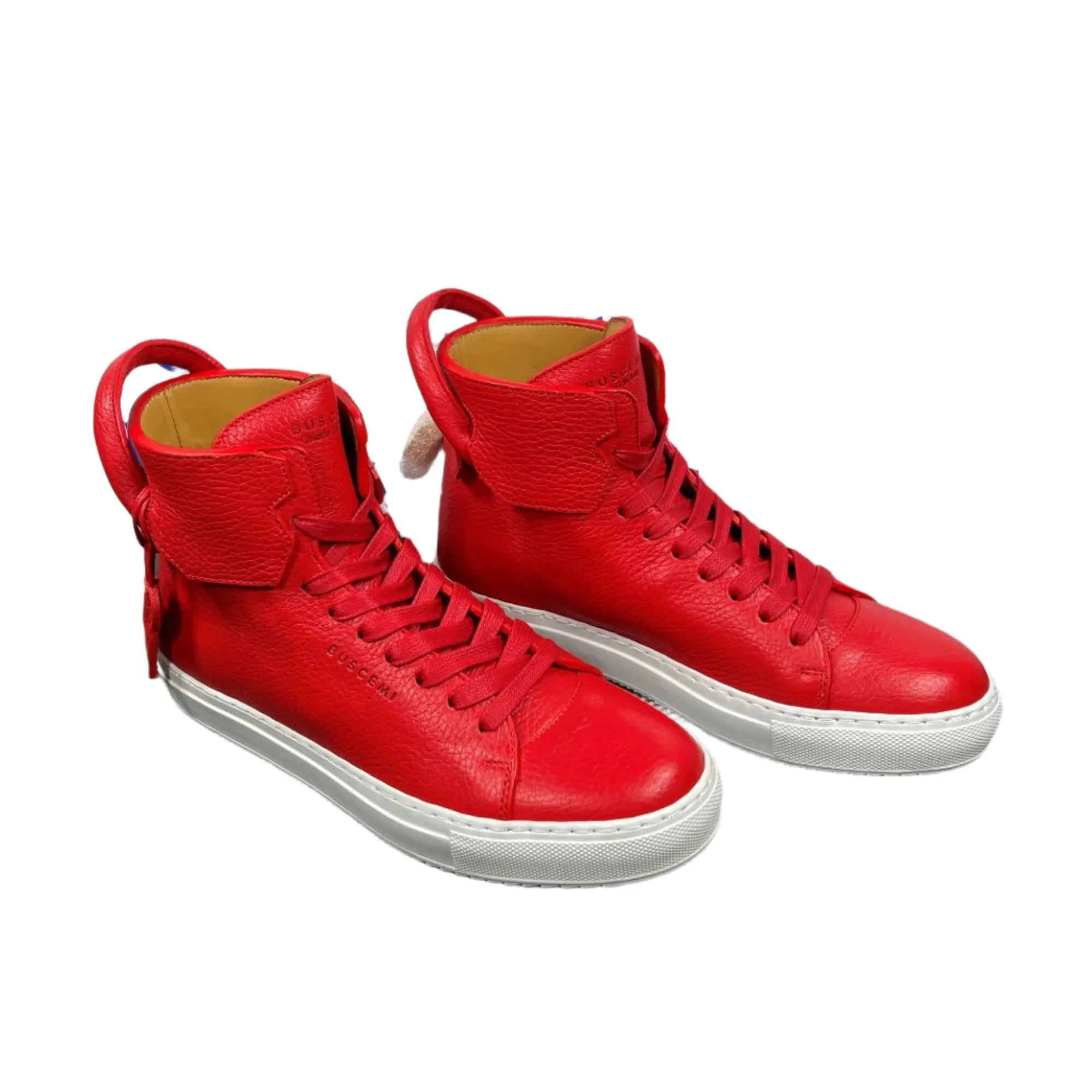 Buscemi 125MM Red/White Leather High Top Sneakers