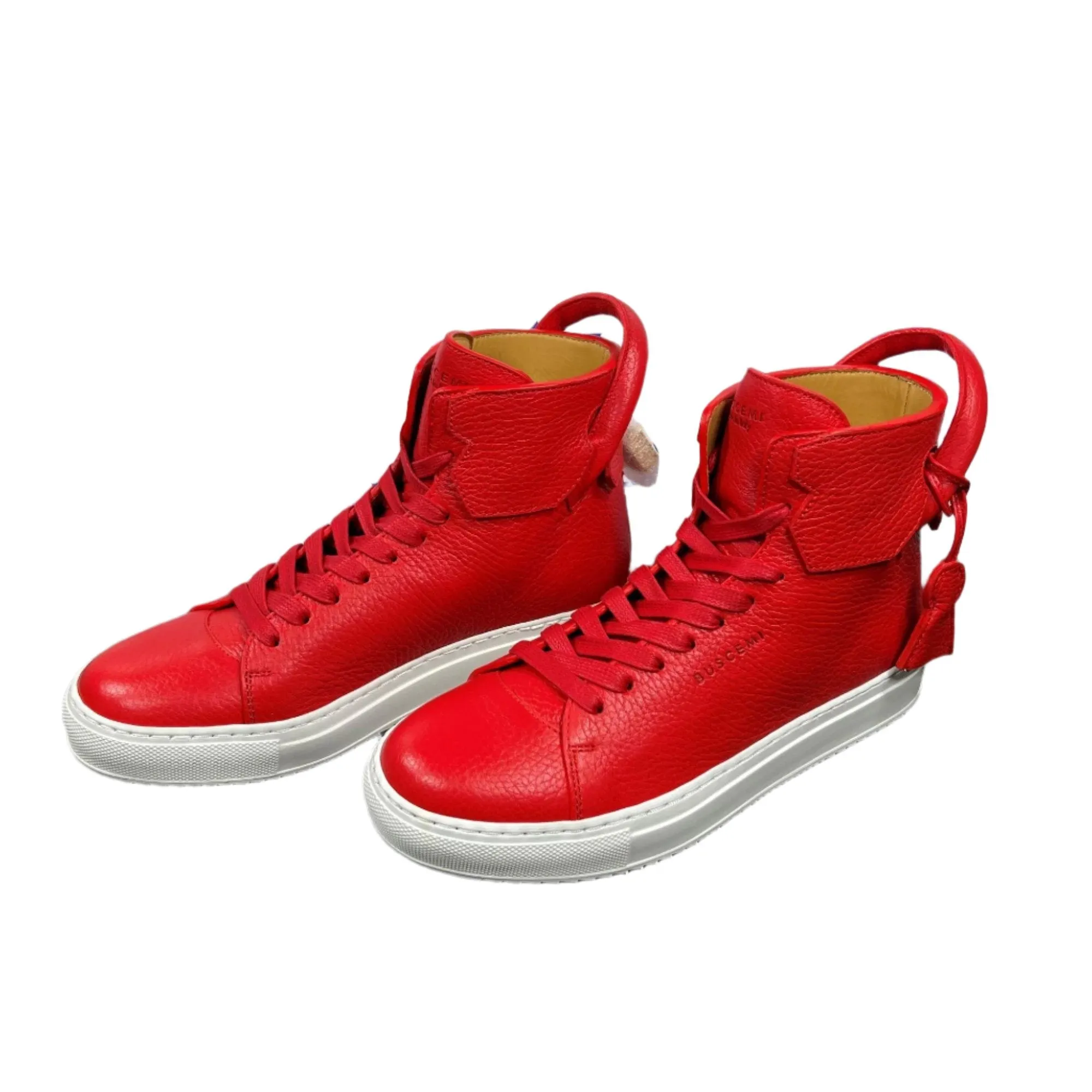 Buscemi 125MM Red/White Leather High Top Sneakers