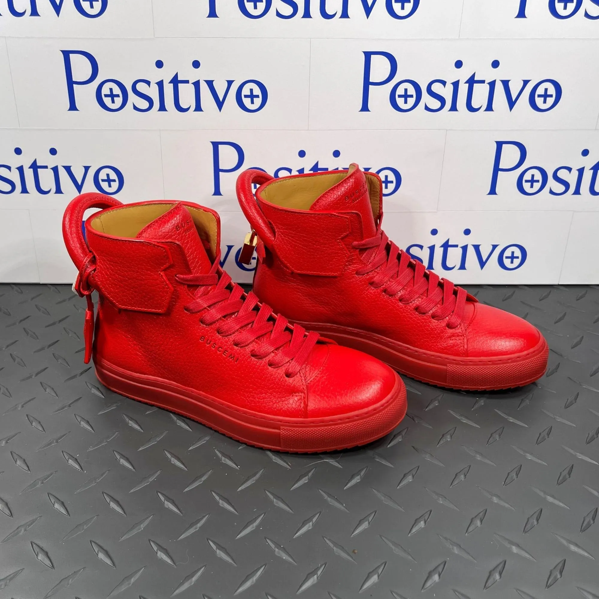 Buscemi Womens 125 MM Red Leather Sneakers