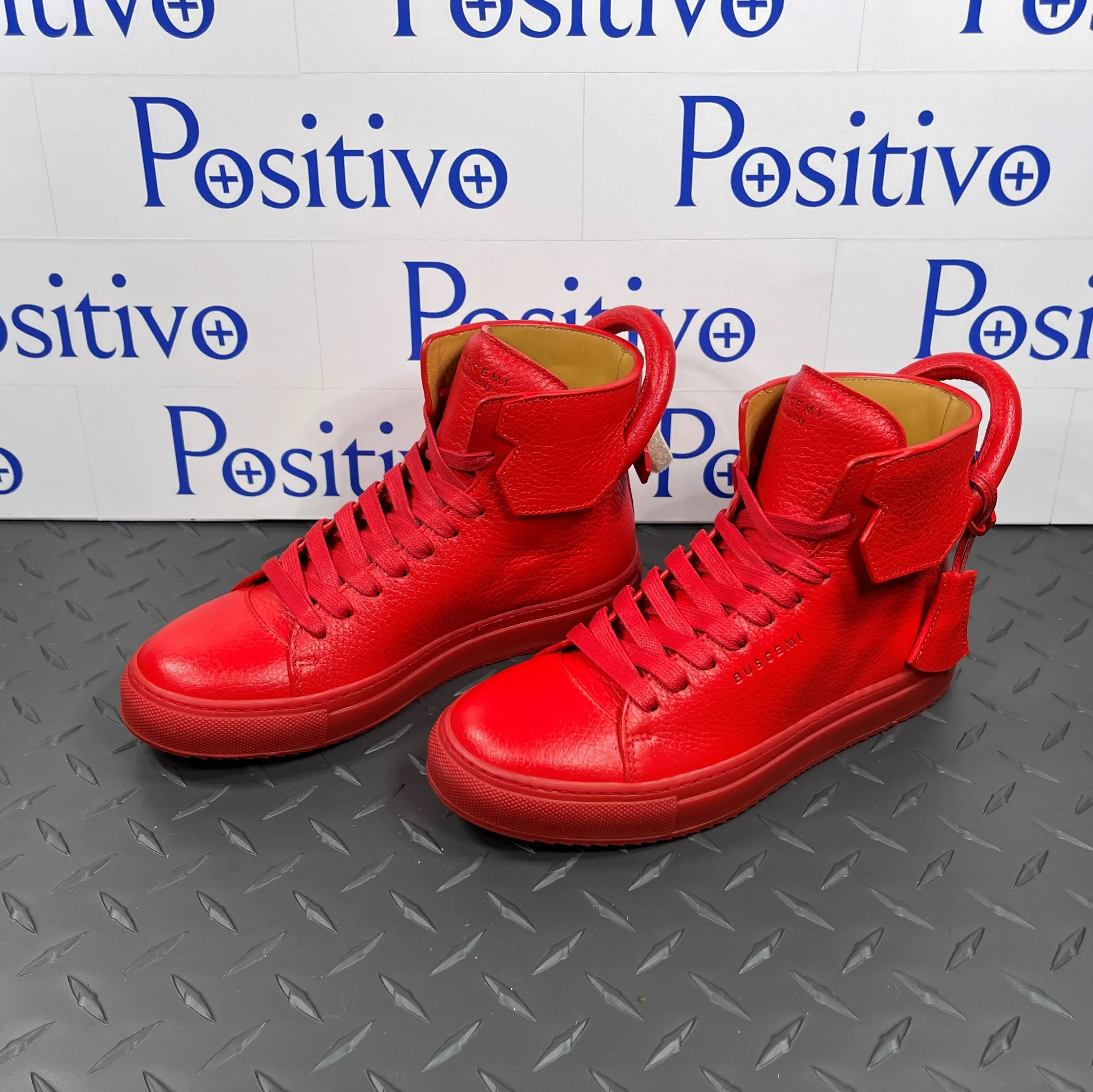 Buscemi Womens 125 MM Red Leather Sneakers