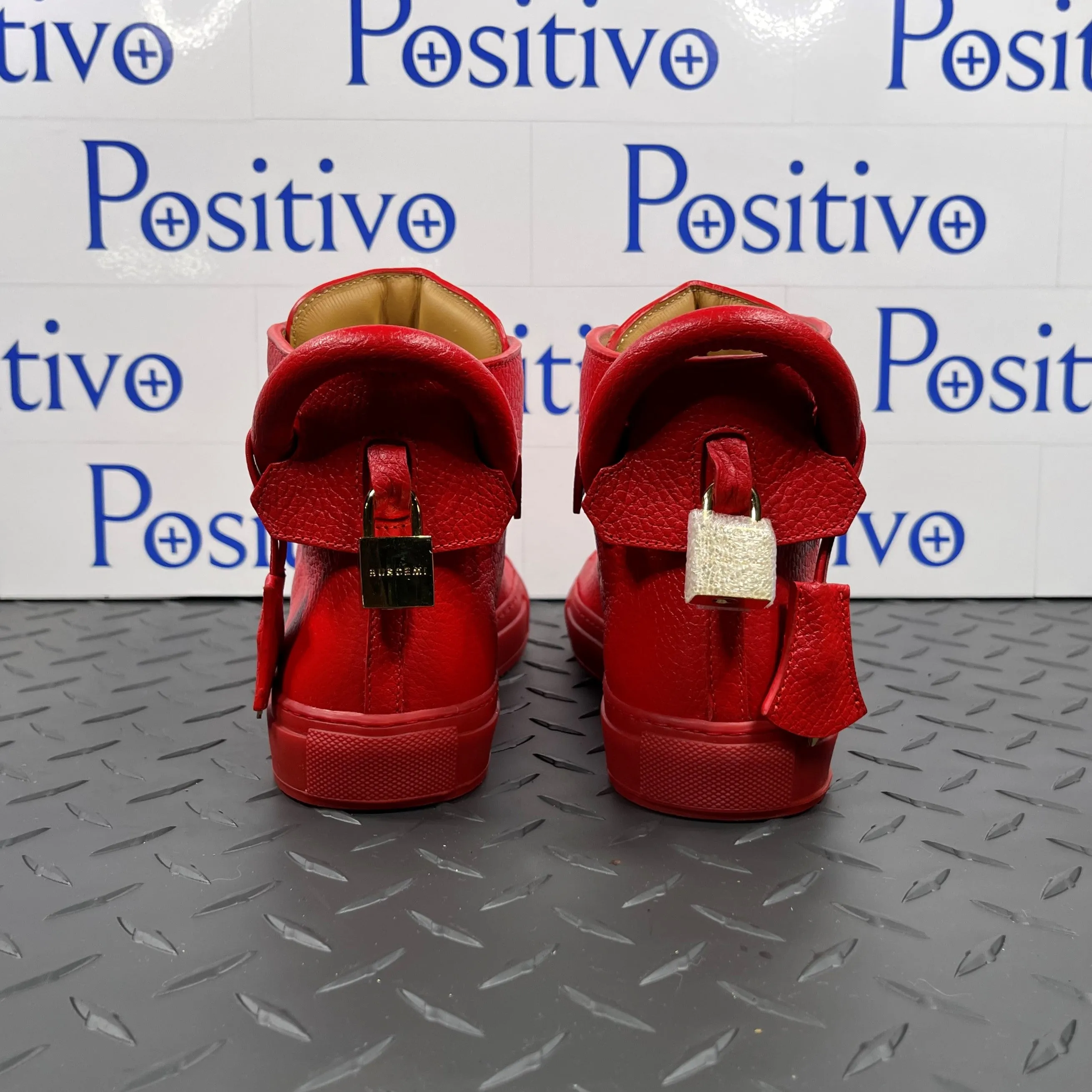 Buscemi Womens 125 MM Red Leather Sneakers