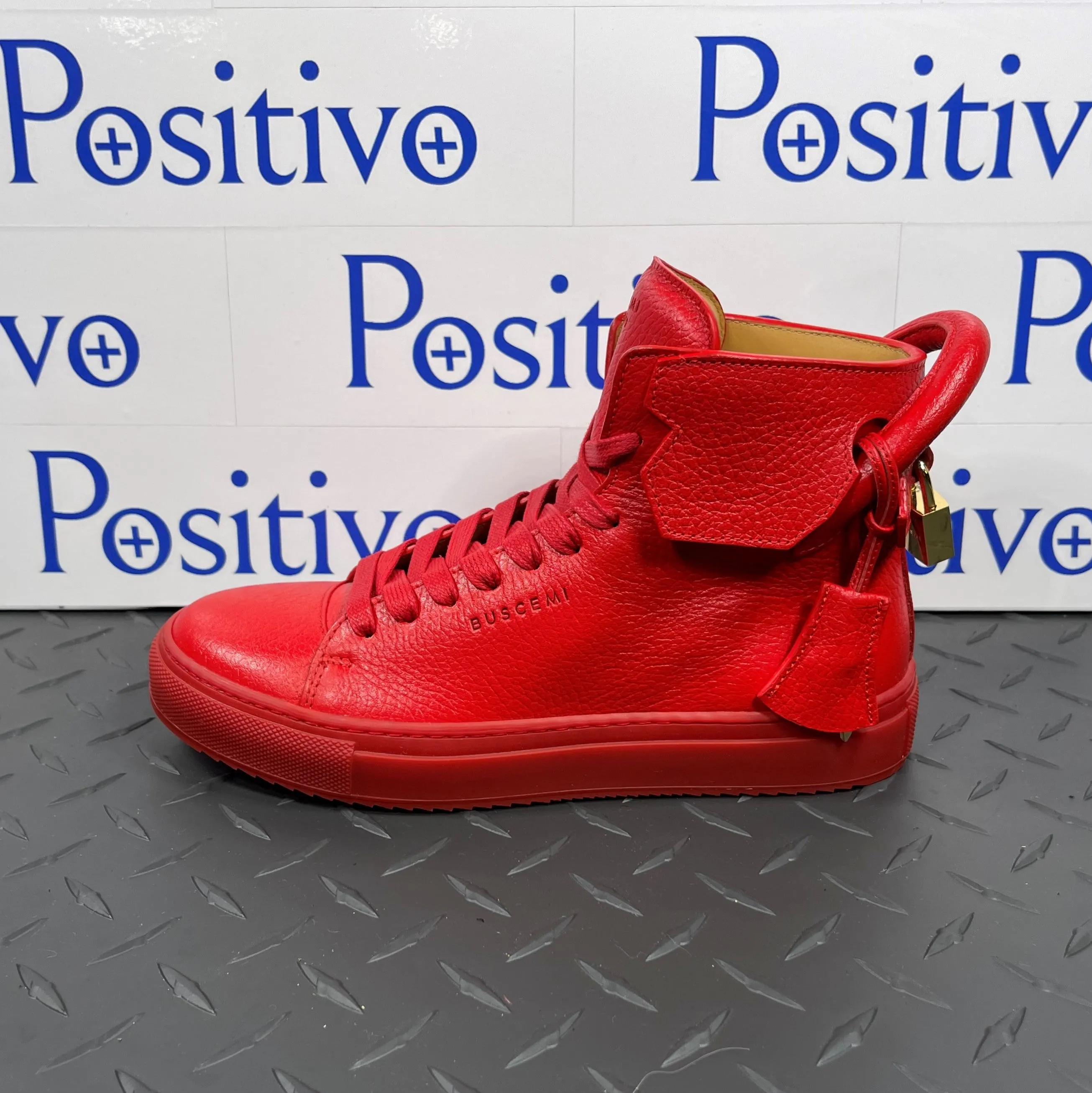 Buscemi Womens 125 MM Red Leather Sneakers