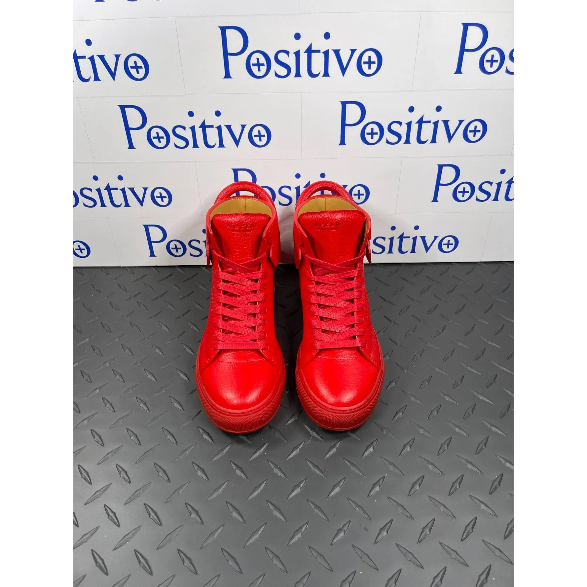 Buscemi Womens 125 MM Red Leather Sneakers