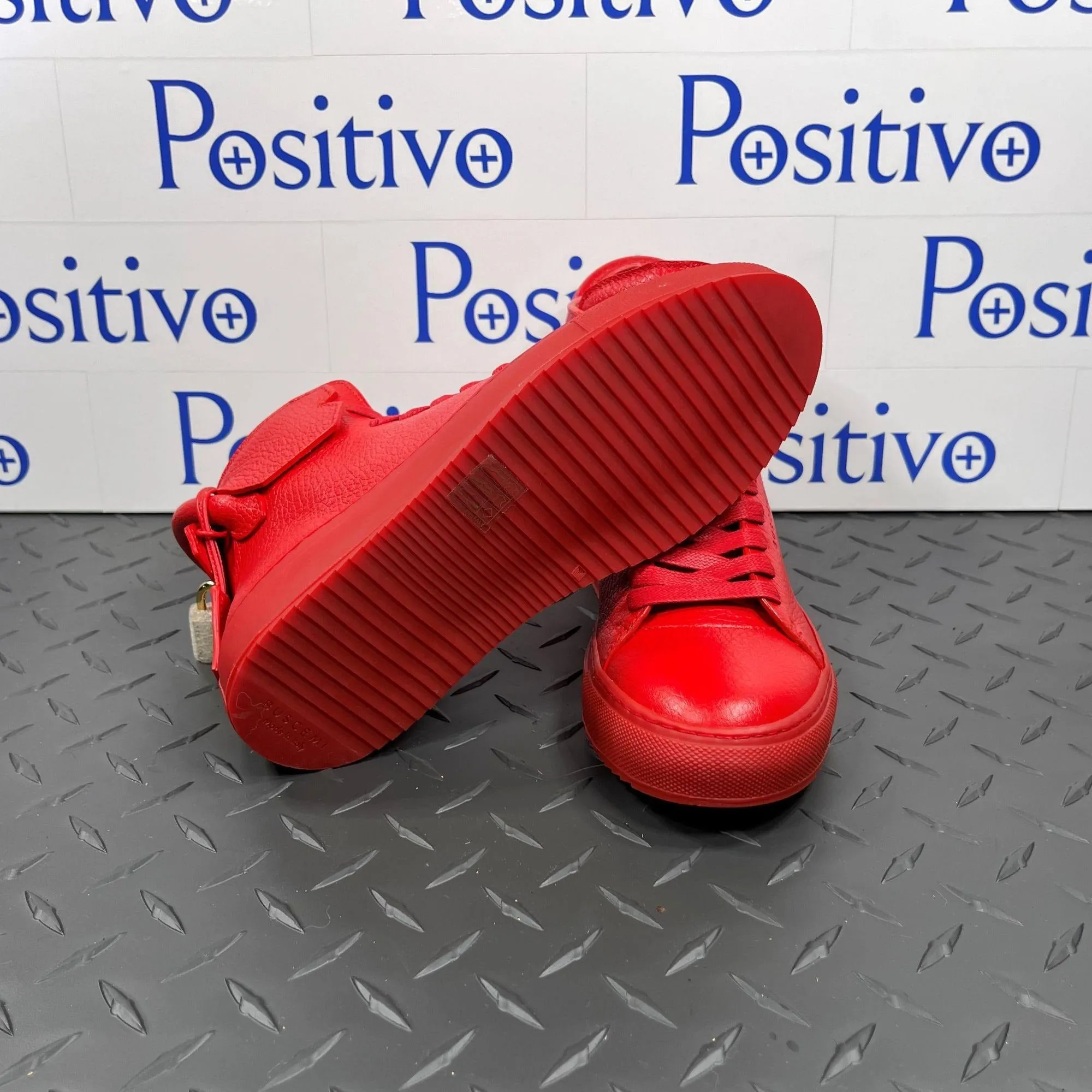 Buscemi Womens 125 MM Red Leather Sneakers