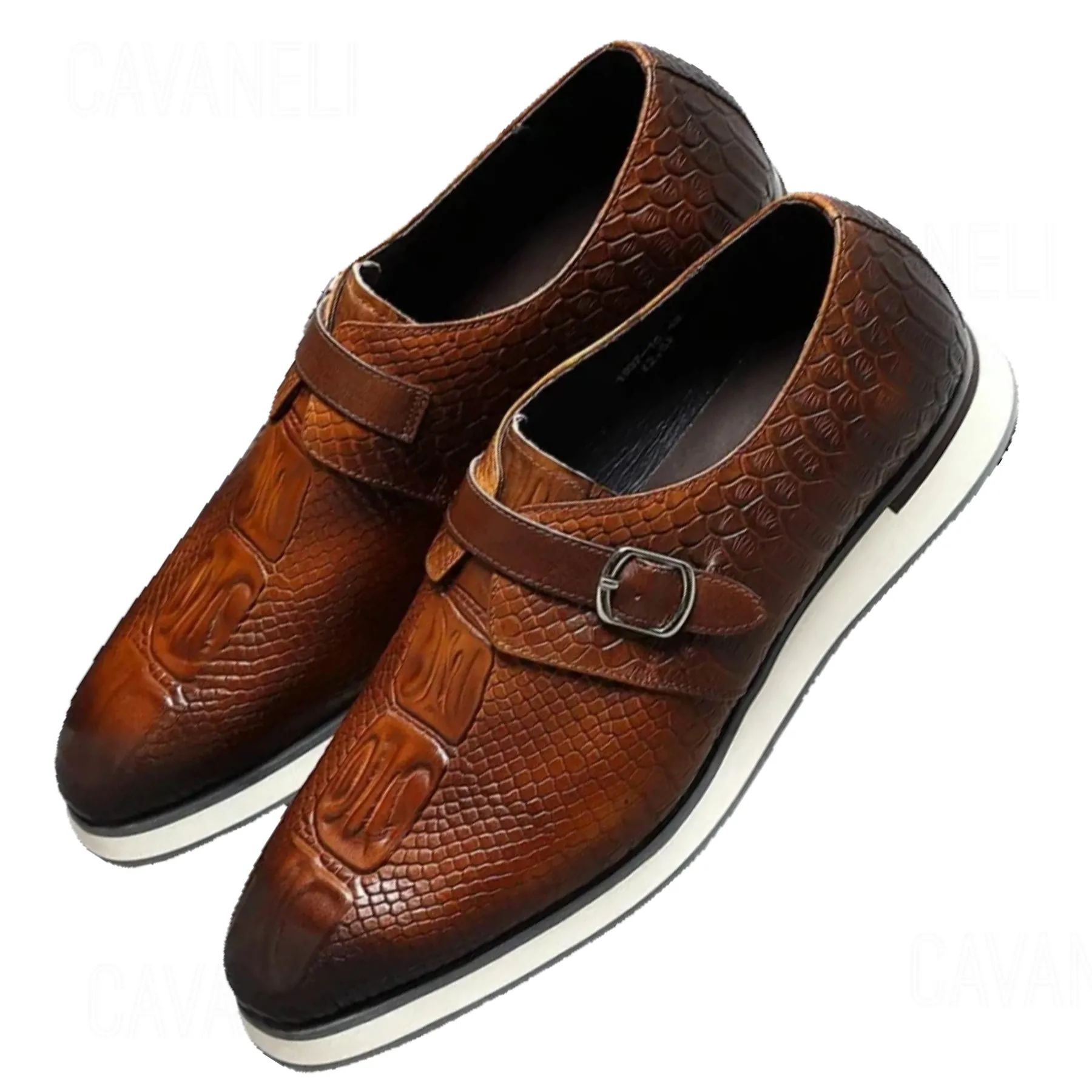 CAVANELI CROC SINGLE BUCKLE LOAFERS