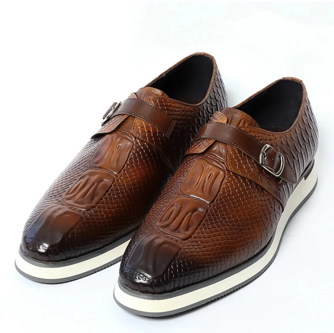 CAVANELI CROC SINGLE BUCKLE LOAFERS