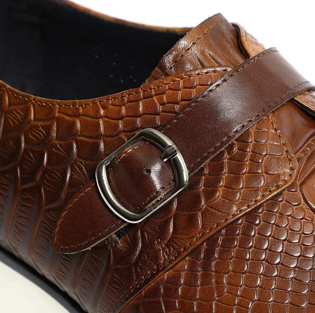 CAVANELI CROC SINGLE BUCKLE LOAFERS