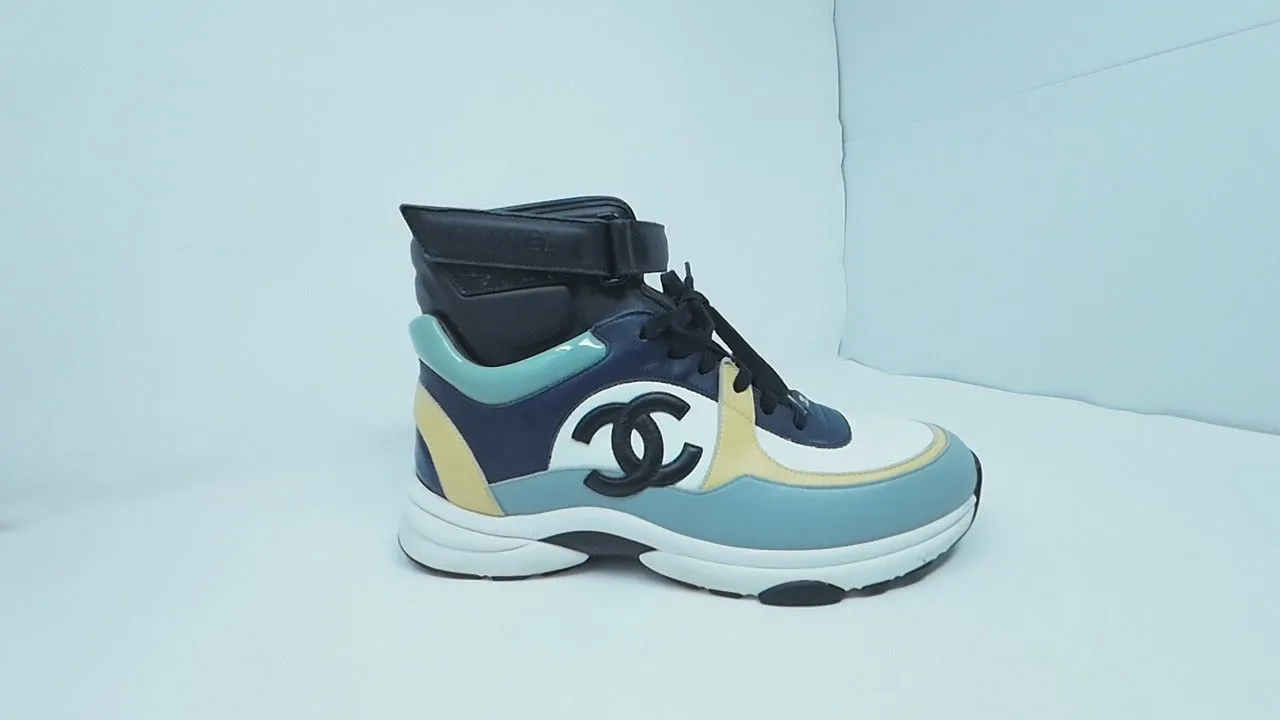 Chanel Multicolor High-Top Sneakers Leather Size 10
