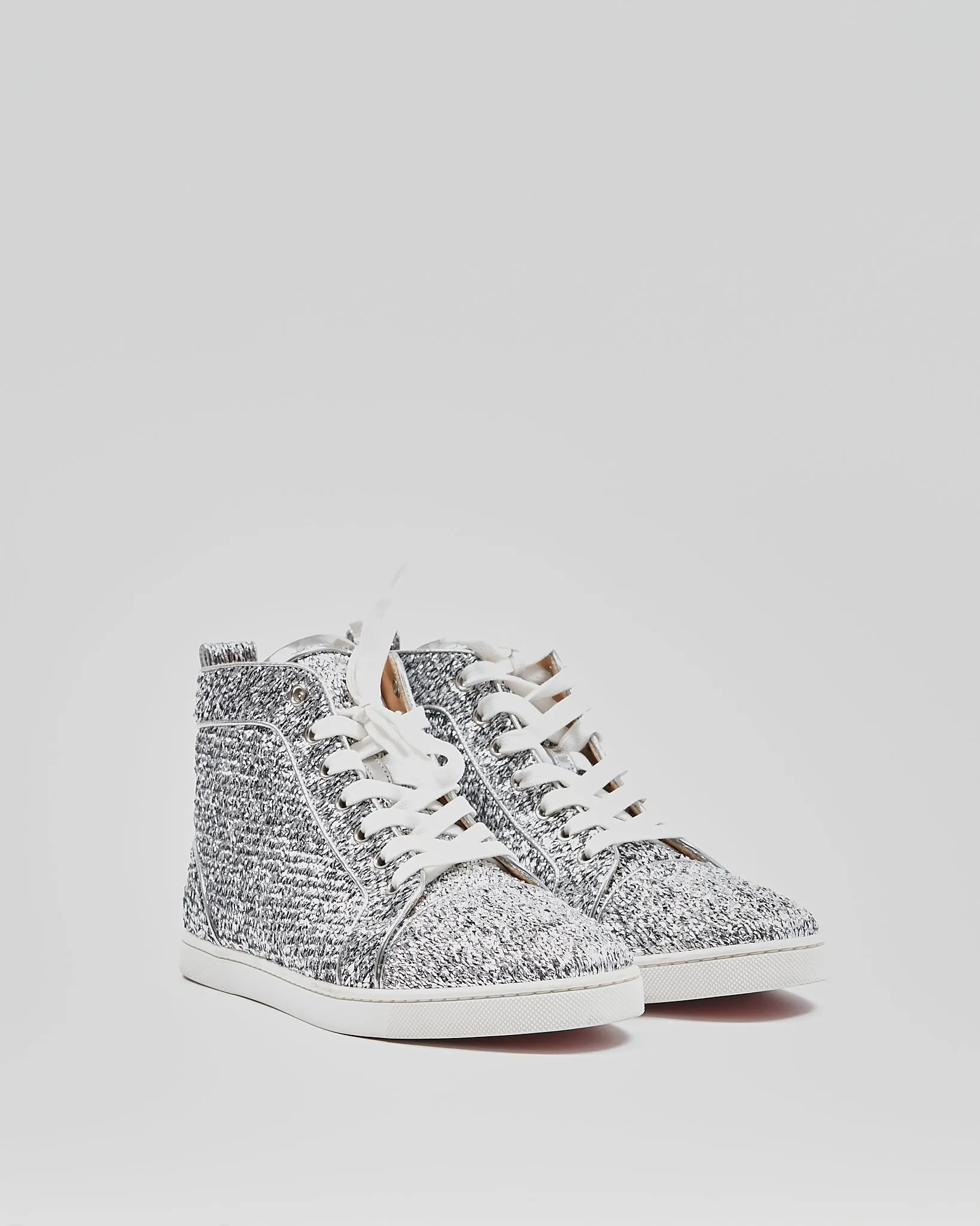 Christian Louboutin Silver Foil High Top Sneaker - 40.5