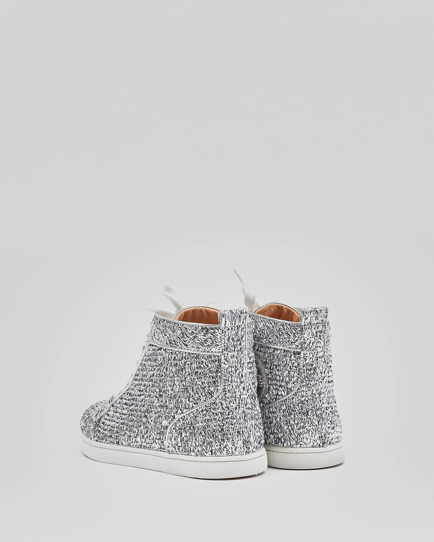 Christian Louboutin Silver Foil High Top Sneaker - 40.5