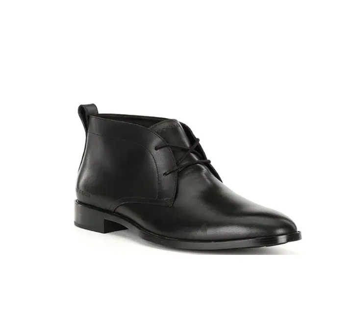 Cole Haan Men's Hawthorne Chukka Boot Black Black WR Leather C38729