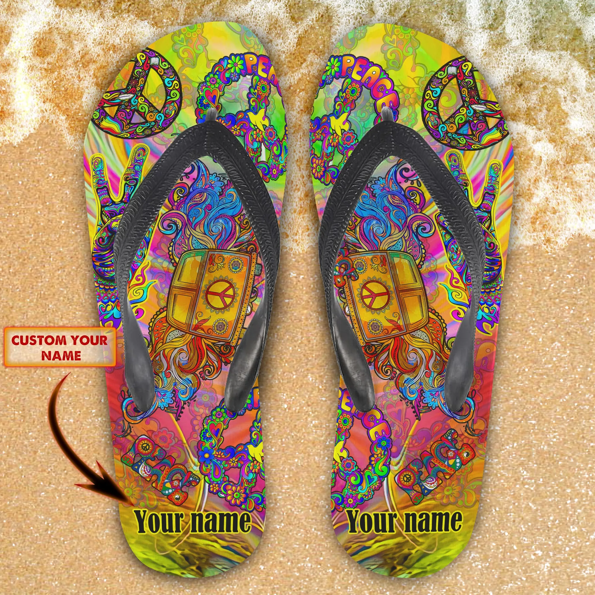 Custom Flip Flops - Hippie Car - 498