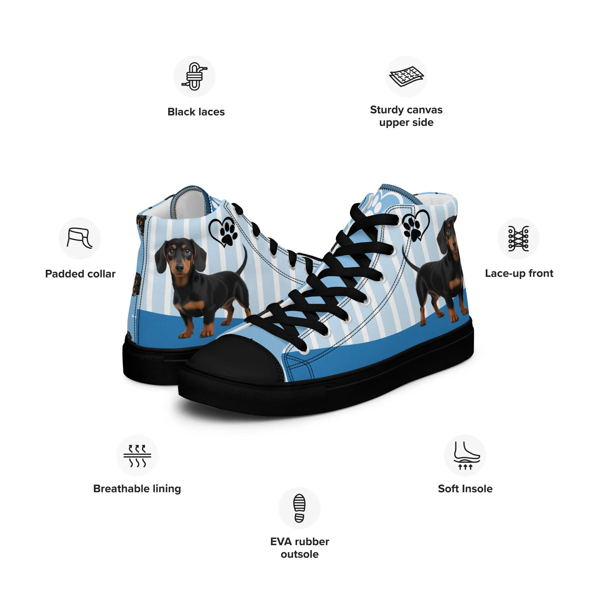 Dapper Dachshund Men's High-Top Sneakers