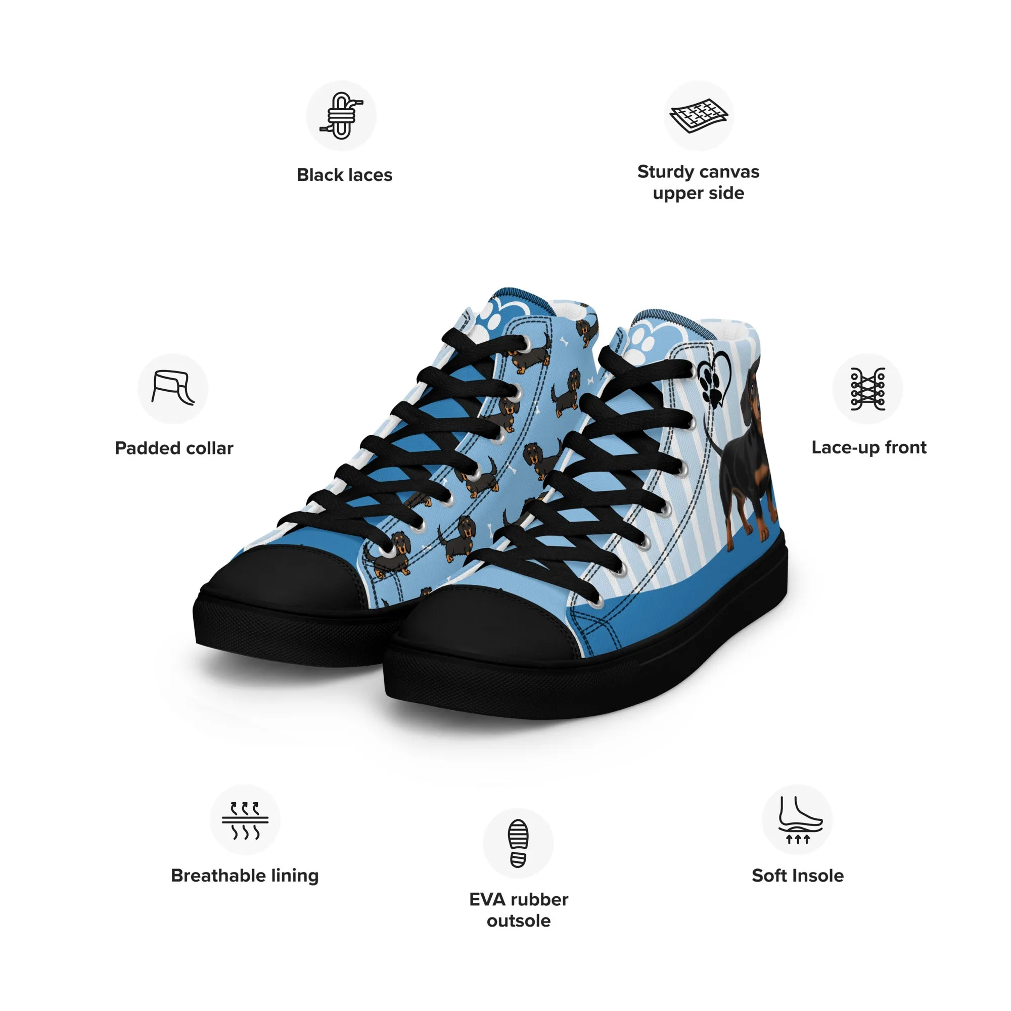 Dapper Dachshund Men's High-Top Sneakers